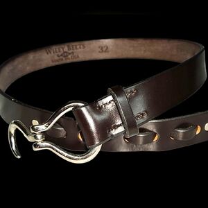 Wiley Belt women 32 Dark Brown Leather Chrome Hook Closer